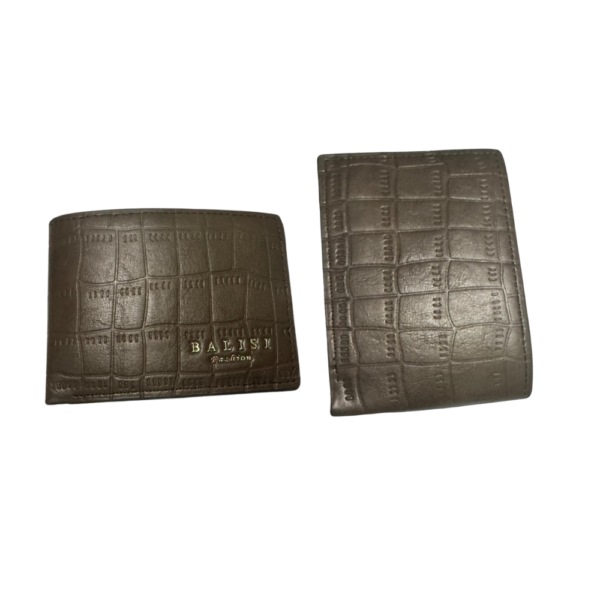 Balish Croc-Embossed Leather Wallet & Cardholder Set for Men