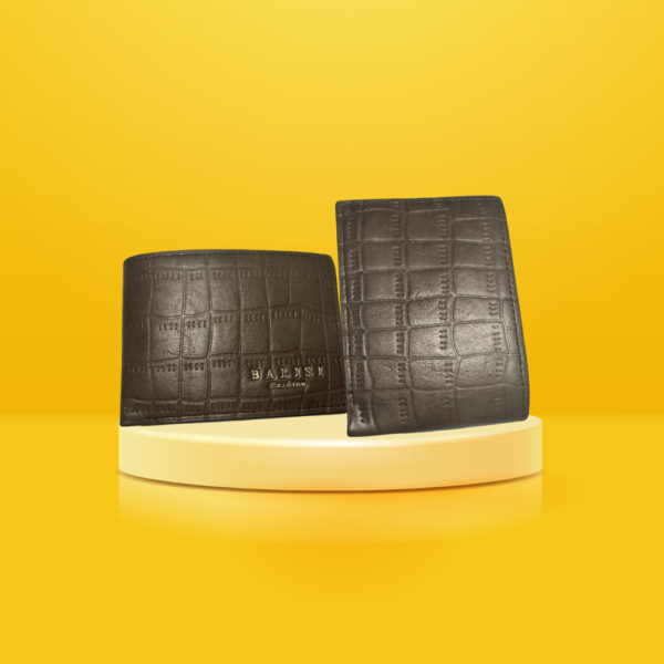 Balish Croc-Embossed Leather Wallet & Cardholder Set for Men - Image 2